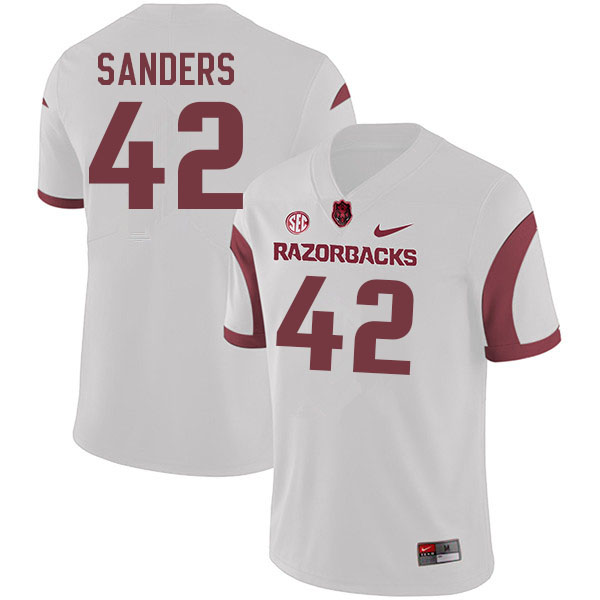Men #42 Drew Sanders Arkansas Razorbacks College Football Jerseys Sale-White - Click Image to Close